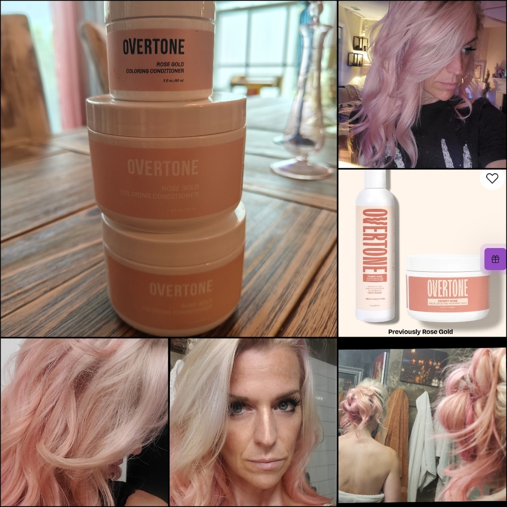 OVERTONE Rose Gold Hair Coloring Conditioner 8oz/2oz Bundle